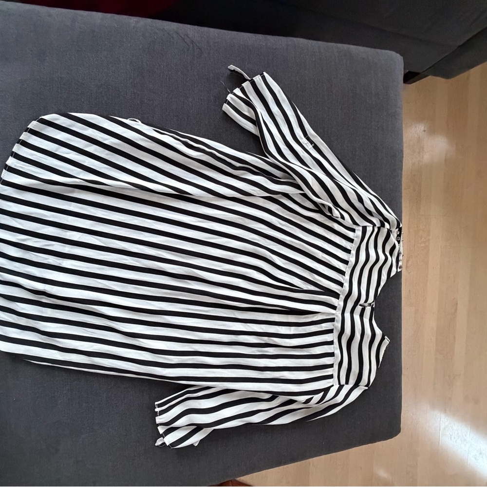 Mango Monochrome Striped Top with Silver Accents